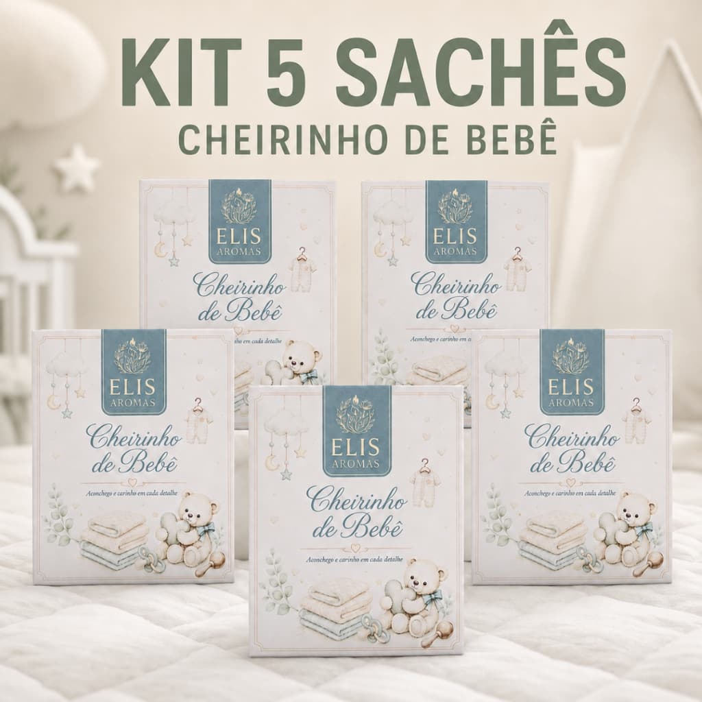 Kit 5 Sachê Perfumado Cheirinho de Bebe Elis Aromas Difusor De Gaveta | Guarda-Roupa