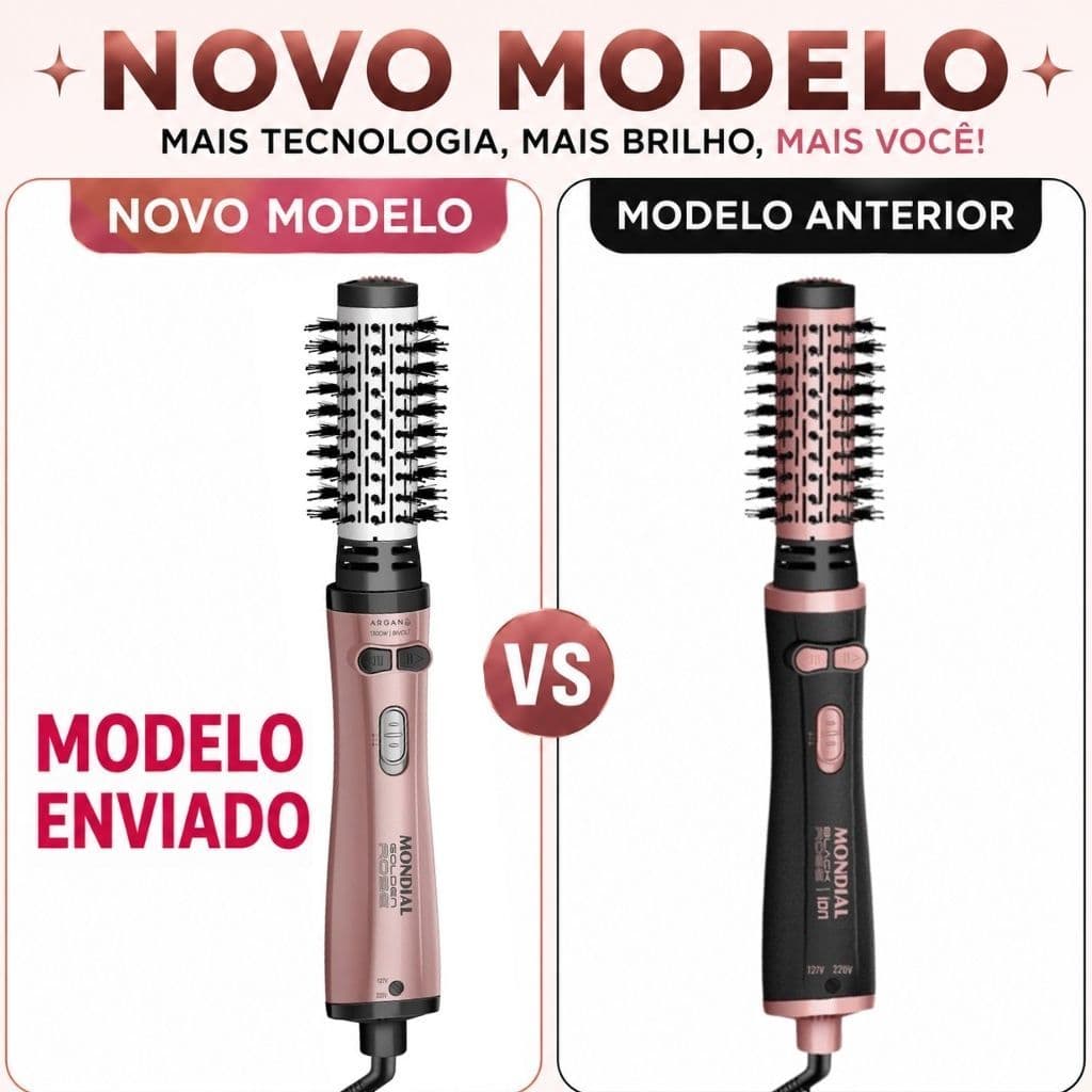 Escova Rotativa Secadora Modeladora Mondial Black Rose ERB-01 1200W Bivolt 127V/220V