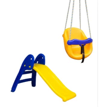 Kit Baby Encantador 2 em 1 – Balanço para Bebê + Escorregador Infantil Baby para Diversão e Aventuras