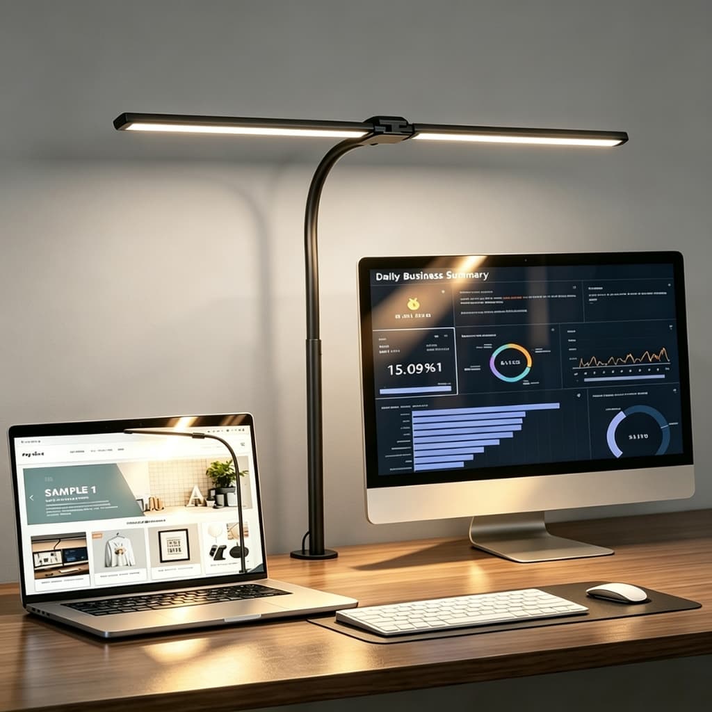 Luminária de Mesa LED de Dupla Cabeça com Garra e Base – Ideal para Estudo e Escritório