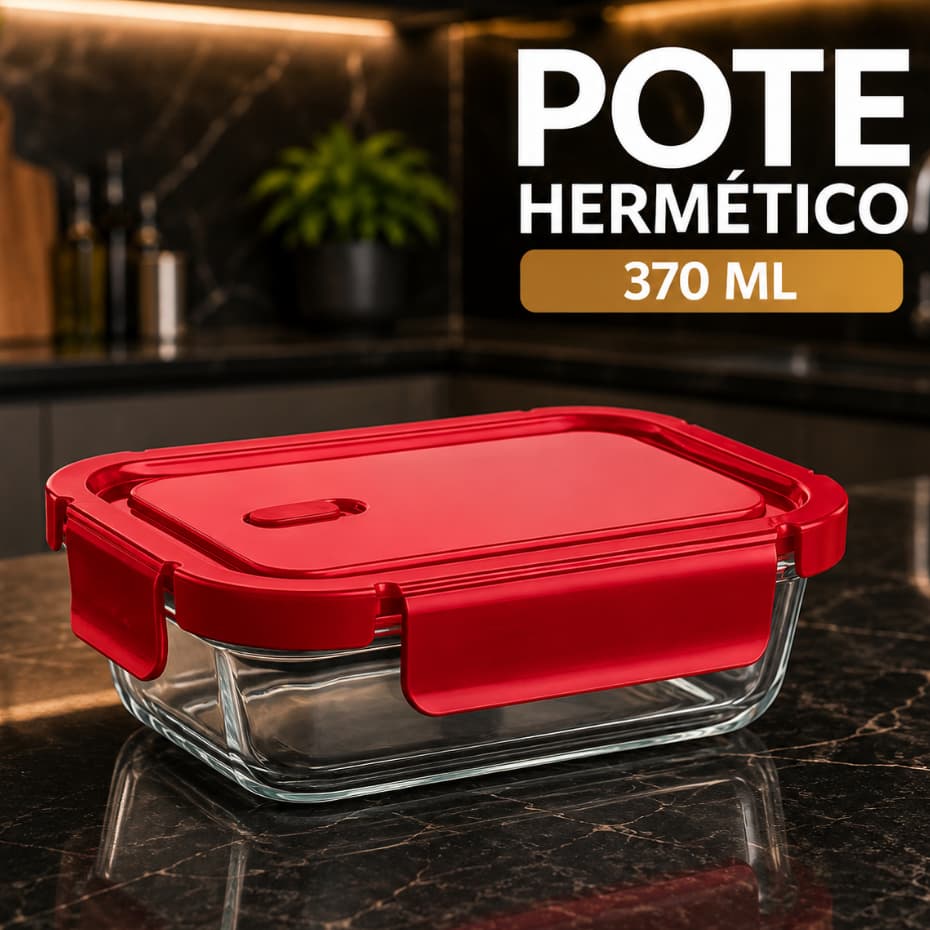 Kit Potes Herméticos De Vidro 370ml - 640ml Com Tampa Anti Vazamento Micro-ondas Freezer Lava-louças