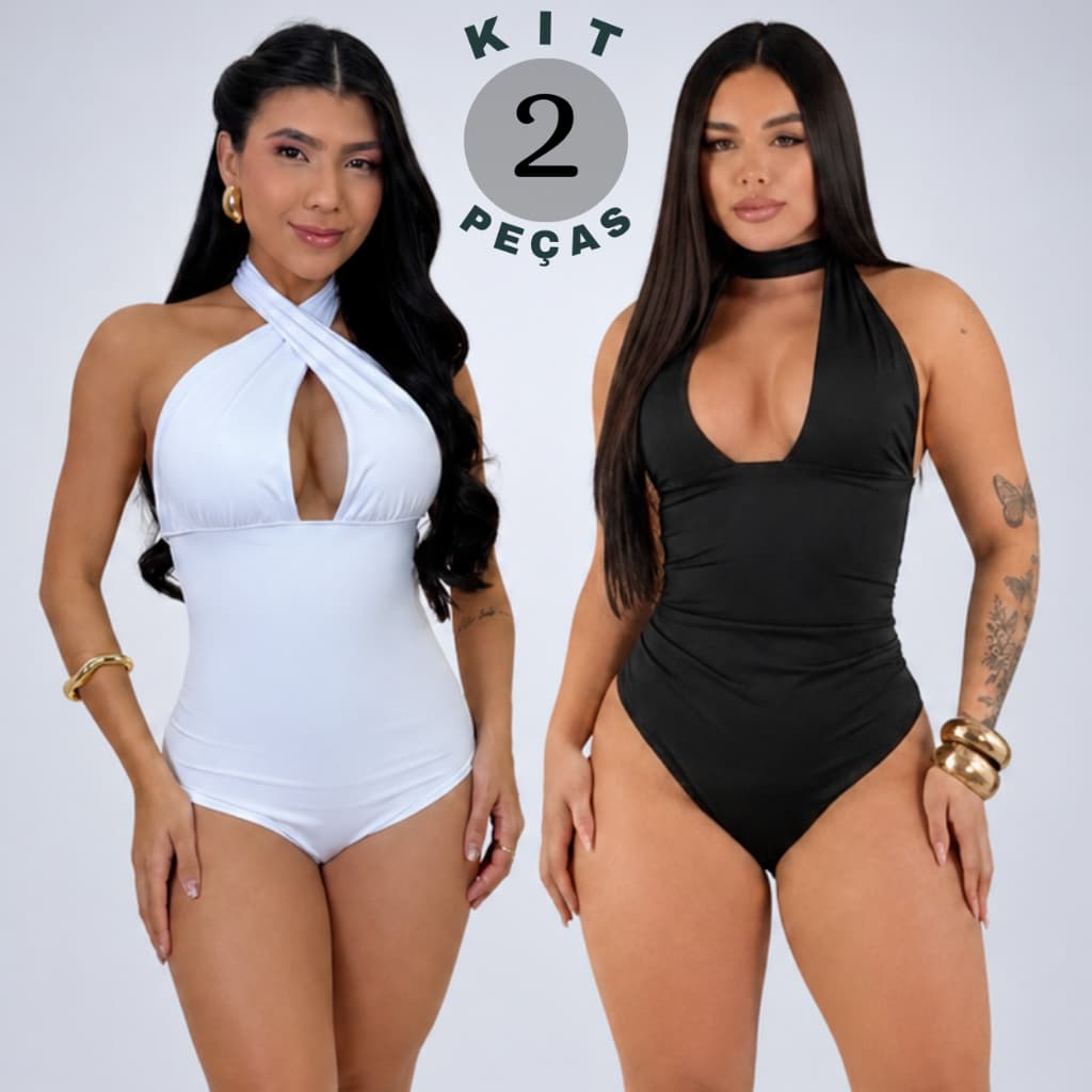 Kit 2 Body Multiformas Feminino Sustentação Costa Nua Amarração Decote Amarrar Pescoço Suplex Premium