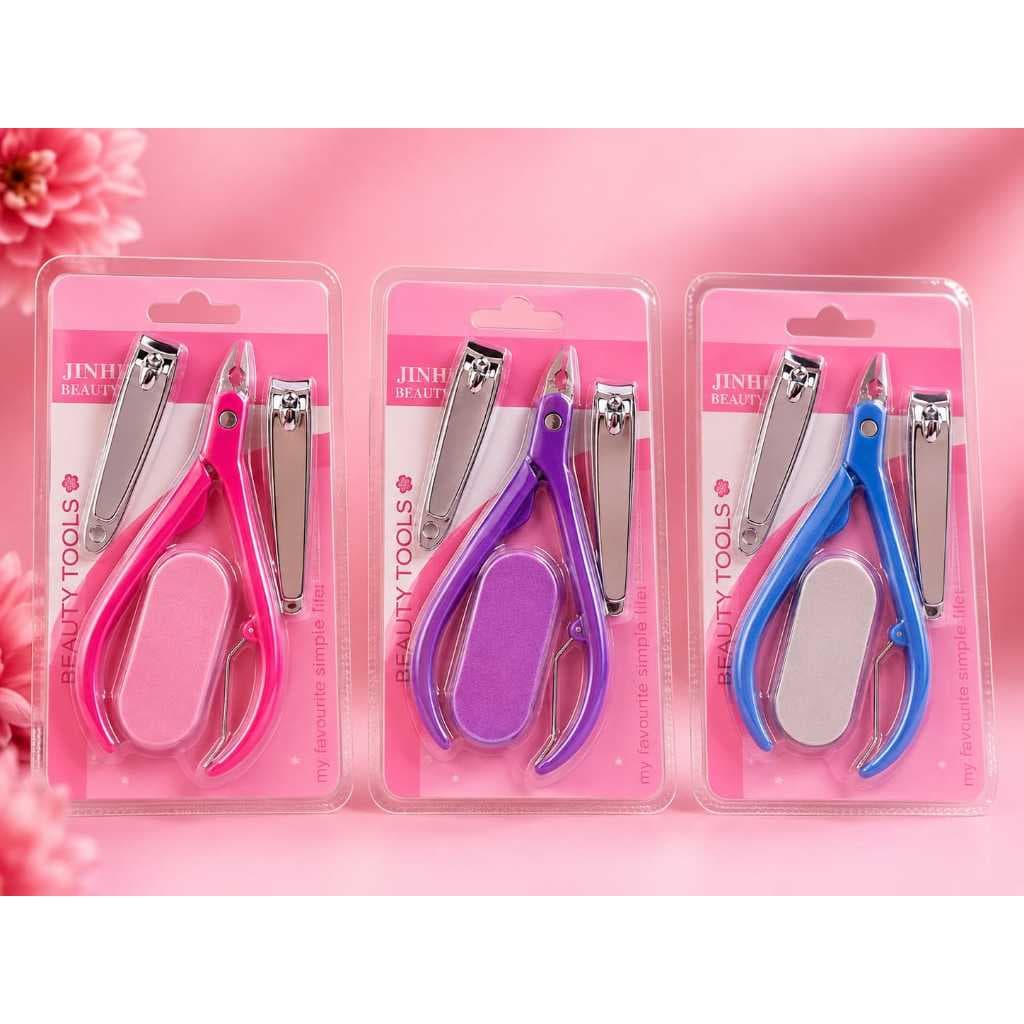 Kit 4 Itens Para Manicure de, 2 Cortadores de Unha Reta, Alicate para Unha e Lixa de Unha  1051