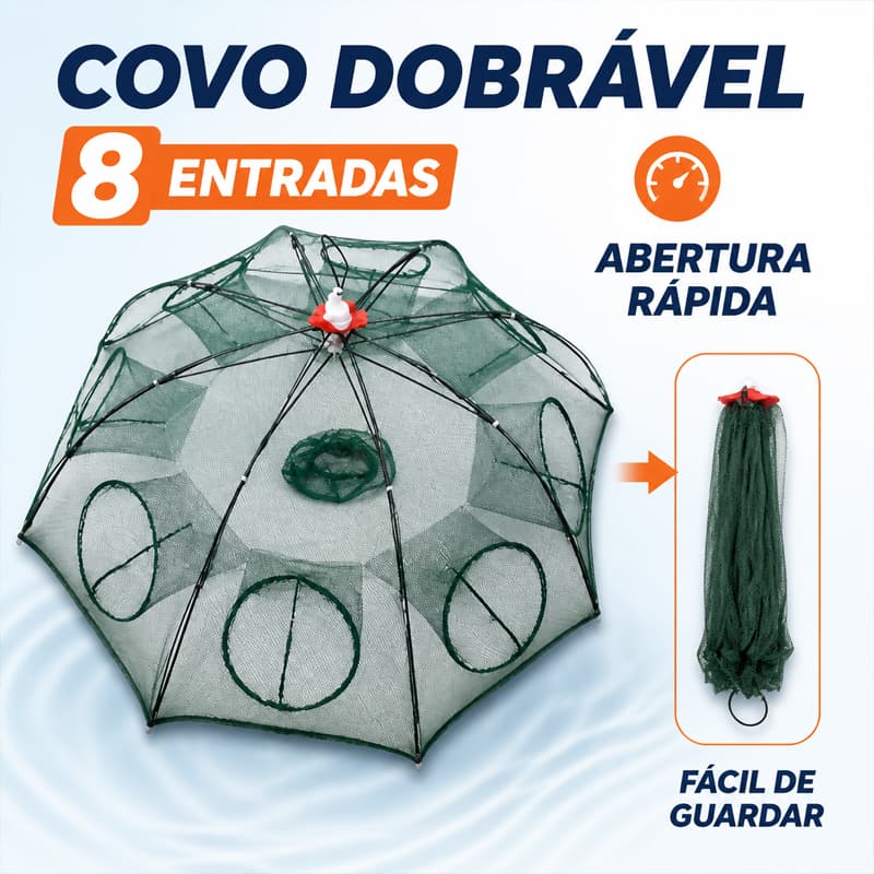 Covo Armadilha Com 8 Furos Peixes Siri Lambari Camarão Iscas Dobrável 90cm