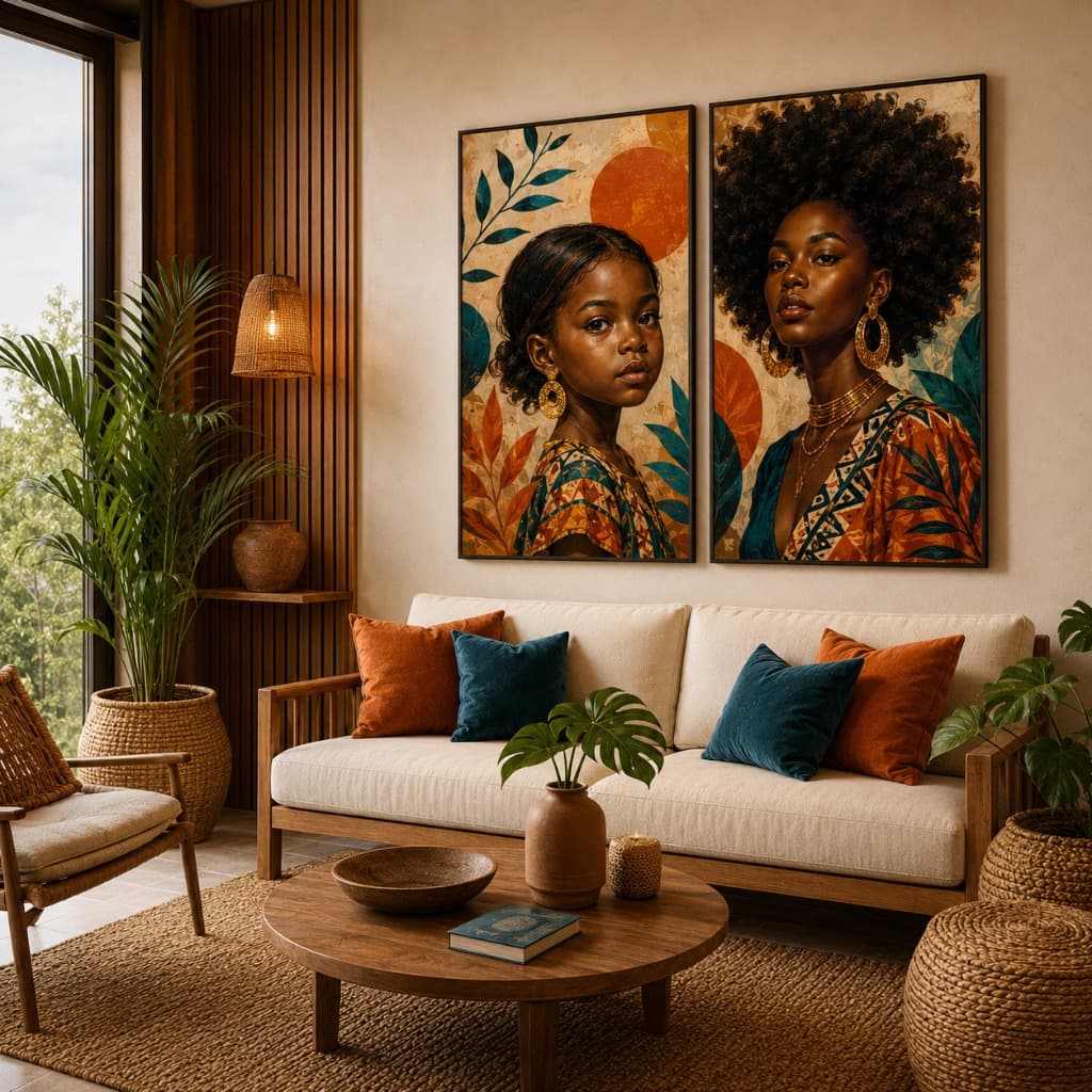 Kit 2 Quadros Decorativos Mulheres Negras Arte Afro para Sala