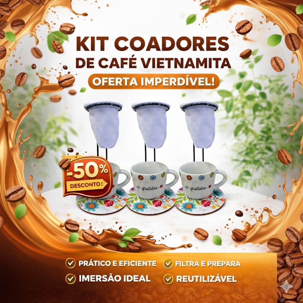 Conjunto Coador de Café Artesanal Xícara e Pires Decorativo para Cozinha
