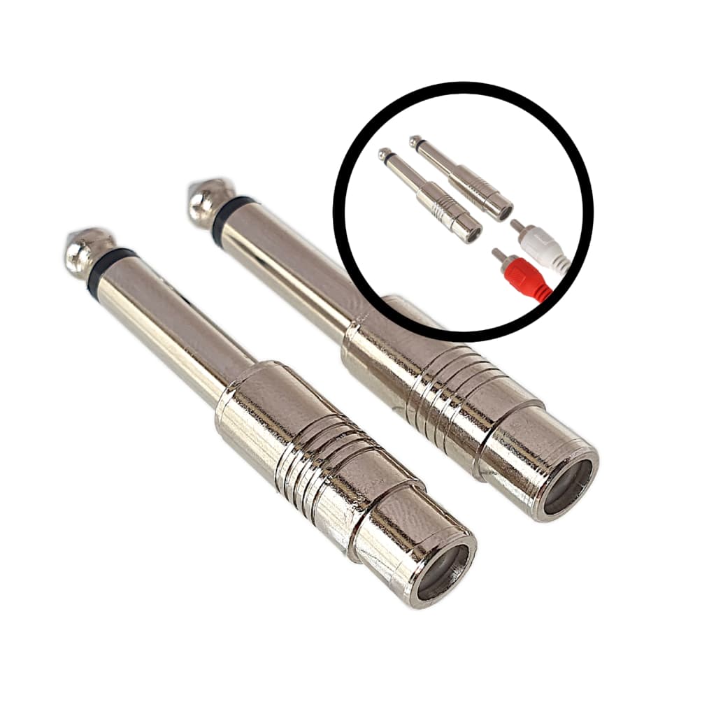 Kit 2 Adaptador De Cabo Rca Para P10 Mono Áudio Metal