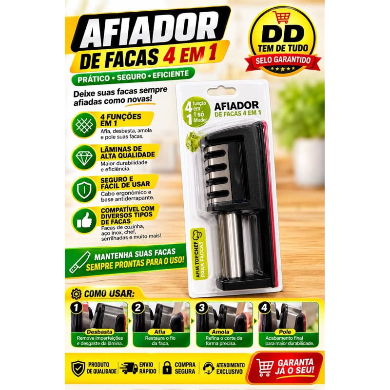 Afiador de faca 4 em 1