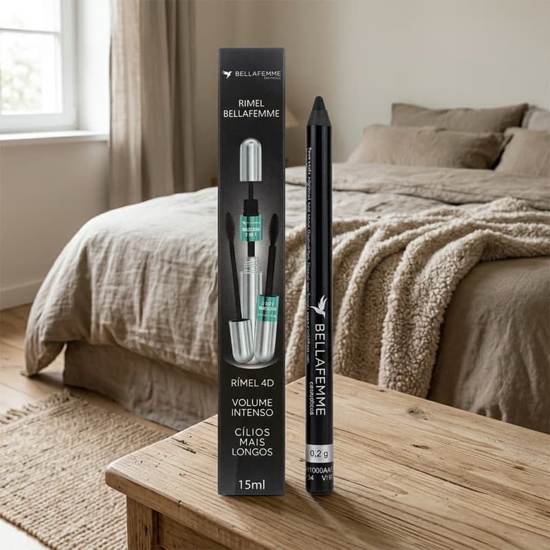 Rimel Bella Femme Volume Intenso Cilios Lapis Olho Preto Maquiagem