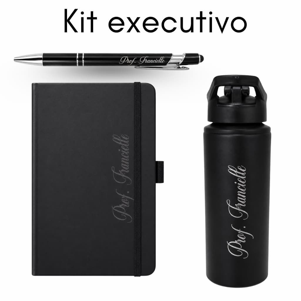 Kit Executivo Personalizado Garrafa + Caderno + Caneta Dia dos Professores