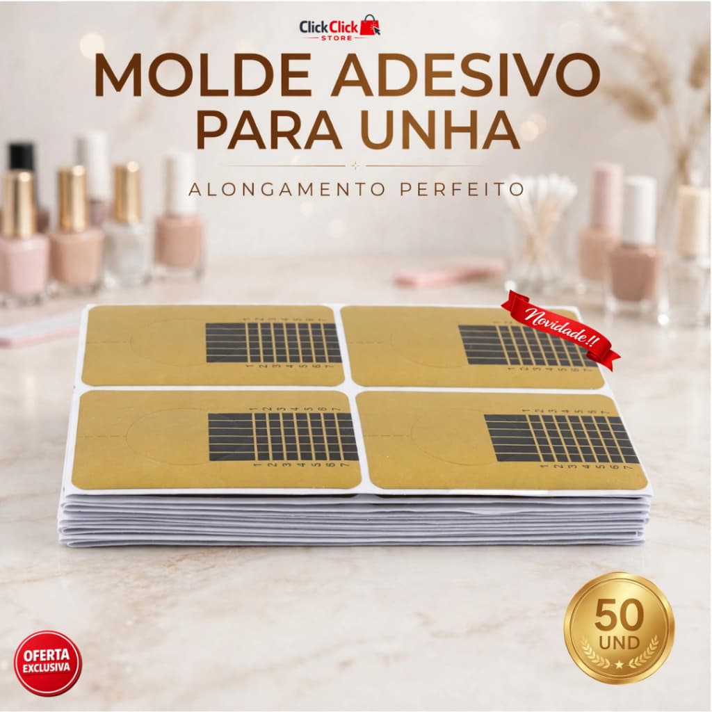 Molde Adesivo para Unhas 50 Und Alongamento de Unhas Nail Art Profissional  SQ2204