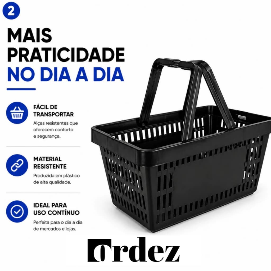5 / 10 Cestas Cestinha Plastica Preta Reforçada Supermercado Mercado 16 Litros