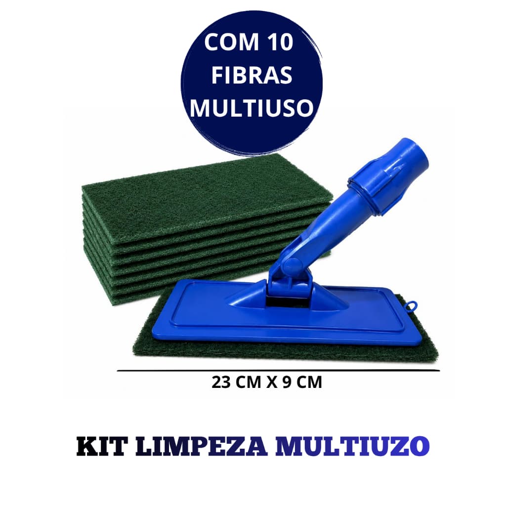 Kit 10 Esponjas Fibra Verde Limpeza Pesada com Suporte Multiuso