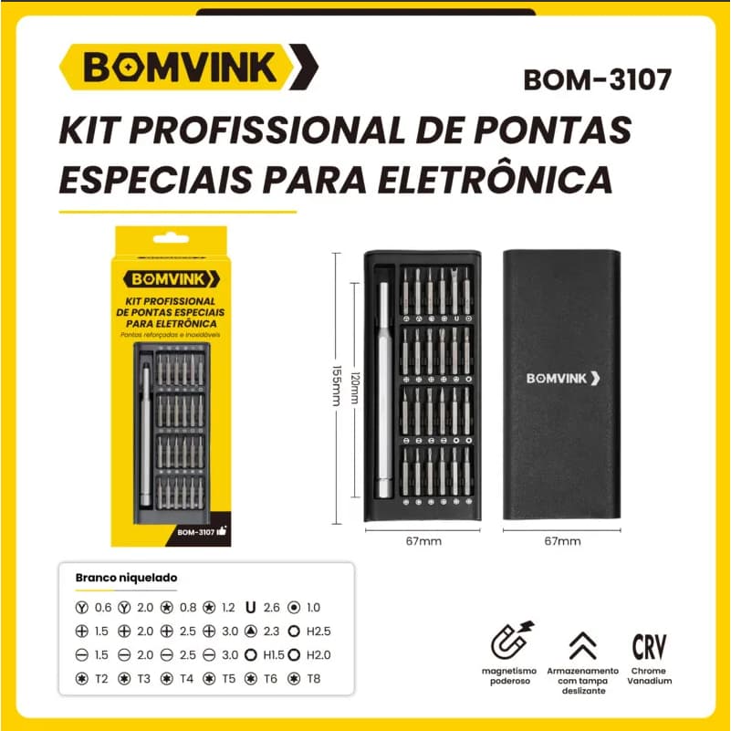 Kit Chaves Pentalobe 1.2mm Torx T4 T5 T6 Macbook Chave Y