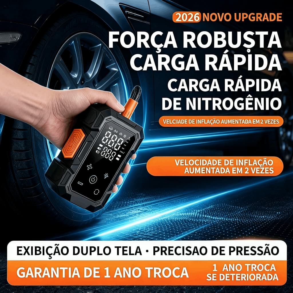 Inflador de Pneus Portátil Sem Fio Display HD Auto Desligamento Motor Potente LED Carro Moto Bicicleta Bolas