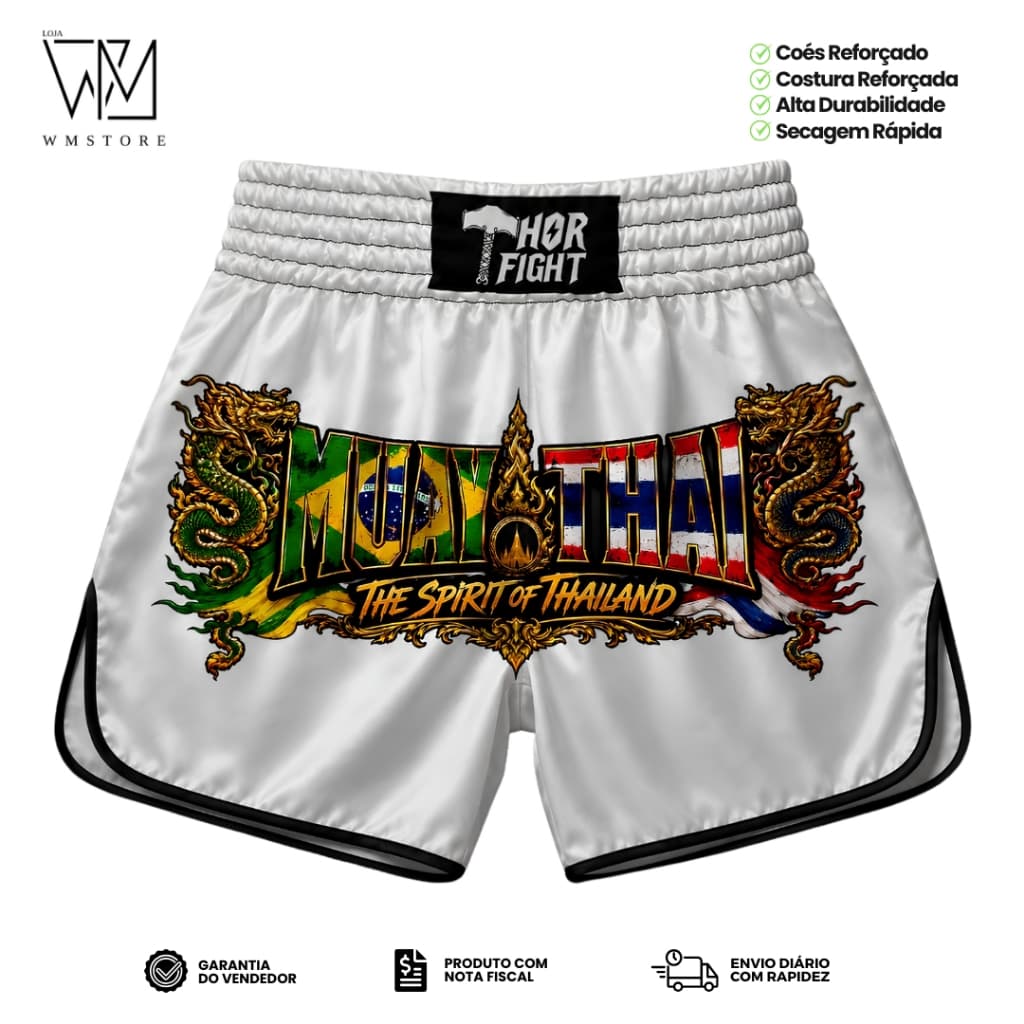 Short Muay Thai Spirit Of Thailand Estampa Premium Treino Luta Envio Rápido