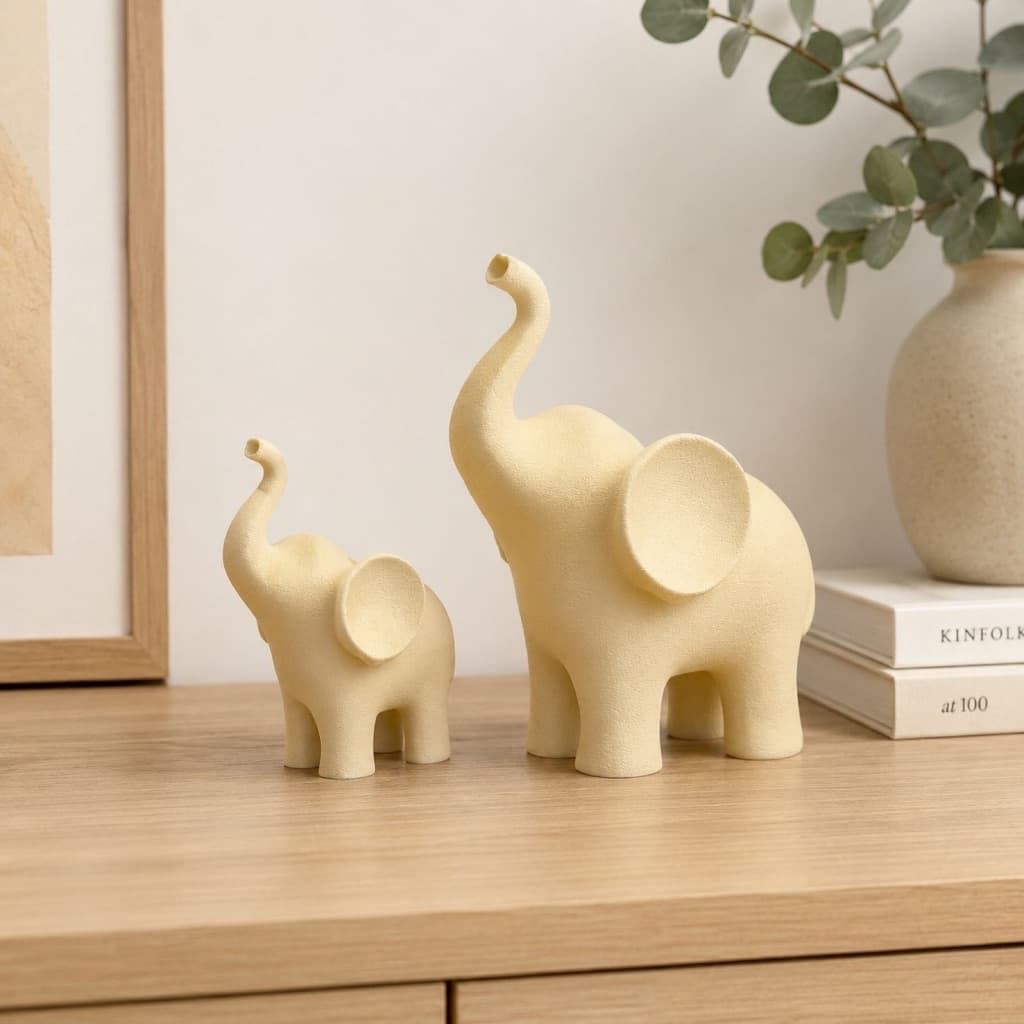 Dupla de Elefantes Esculturas Decorativas Modernas para Sala Quarto Casa - Zately