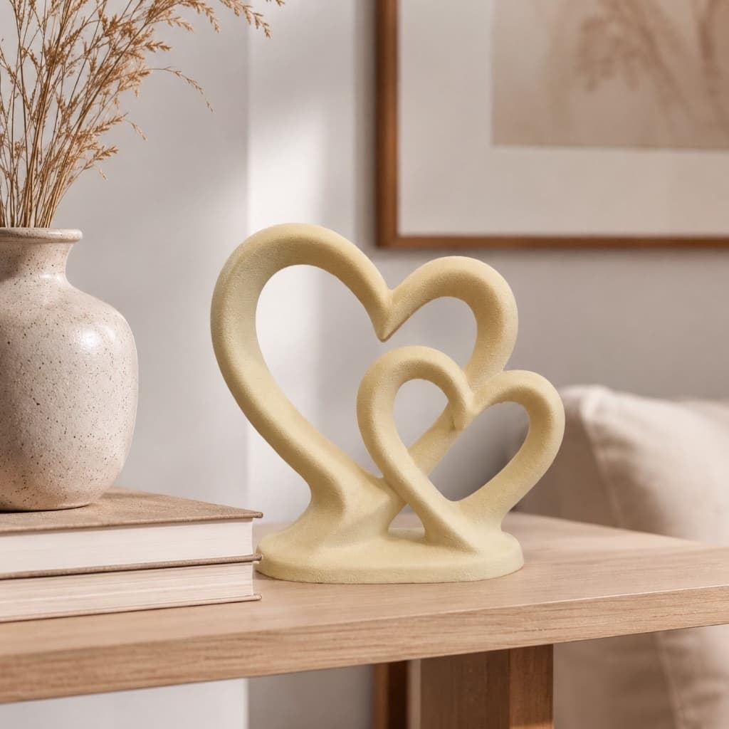 Escultura Decorativa de Coração - Enfeite de Mesa - Zately