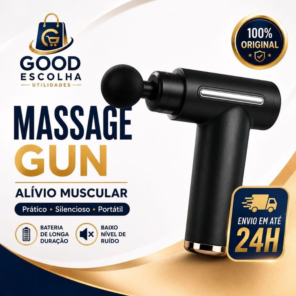 Massageador Muscular Elétrico Massage Gun Portátil Recarregável USB para Corpo Pós-Treino