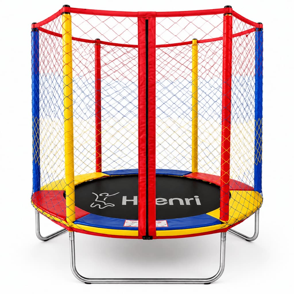 Pula Pula 1,40m  Cama Elástica  Henri Trampolim Evolution Preta Rede Proteção com Zíper Infantil