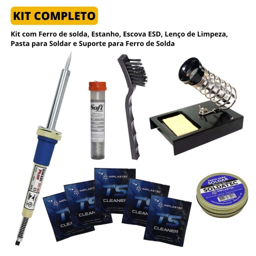 Kit de Soldagem completo bancada eletrônica completa ferro de solda pasta para solda suporte ferro estanho soft hikari