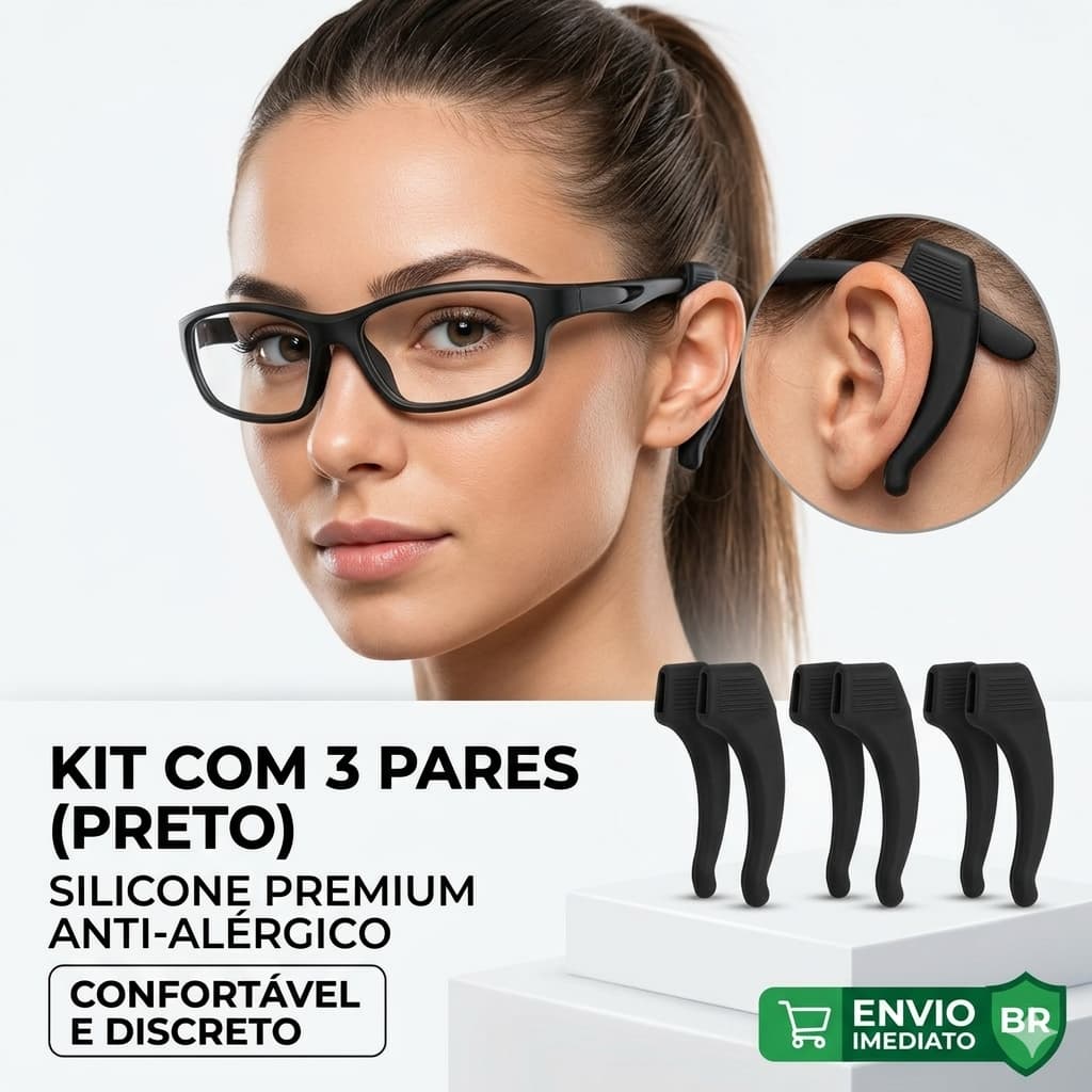 3 Pares Prendedor De Óculos Silicone Suporte Antiderrapante Trava Gancho Contra Queda Academia Corrida Infantil E Adulto