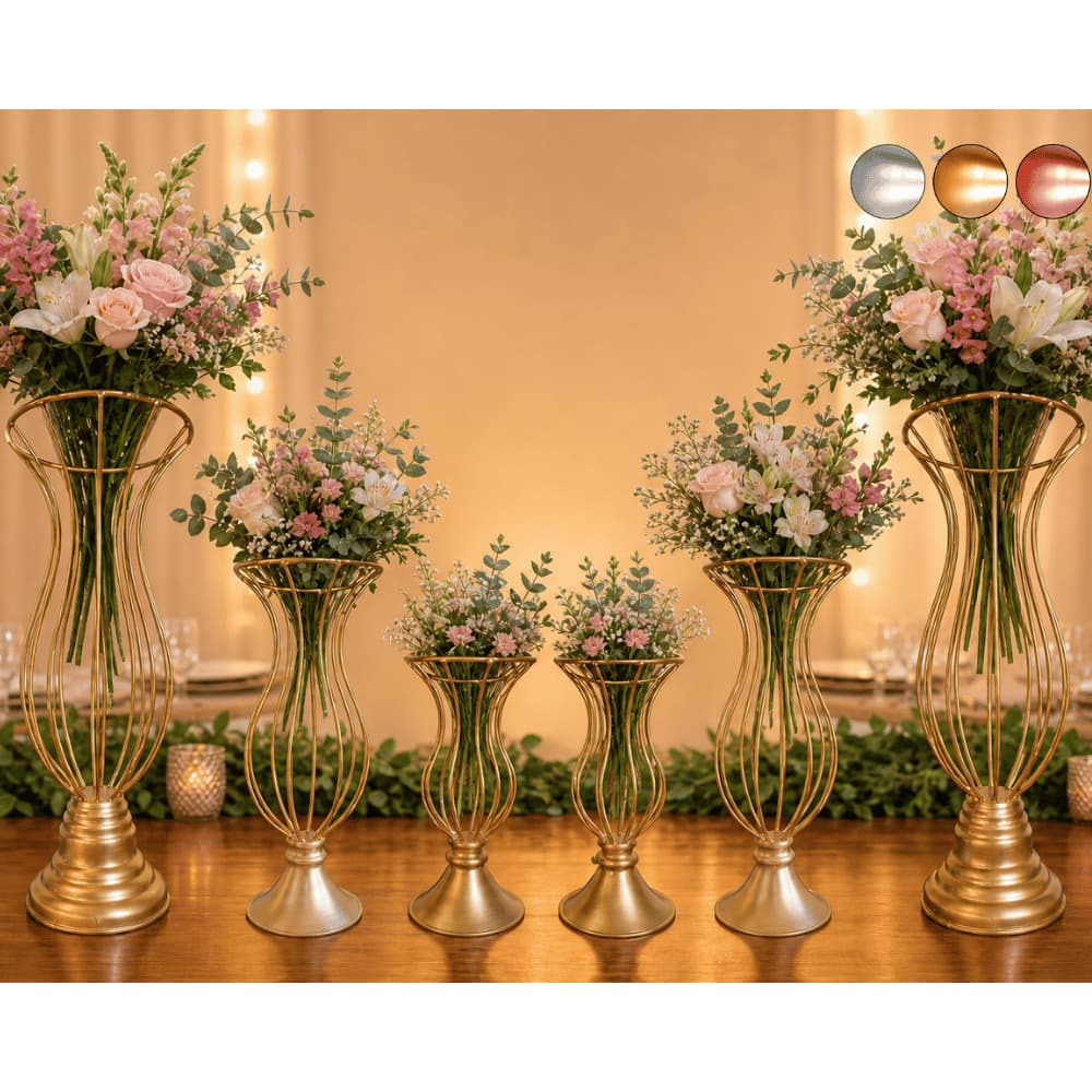 6 Vaso Dourado Armação Kit Para Pedrarias Jarros Aramados Decoração Festa