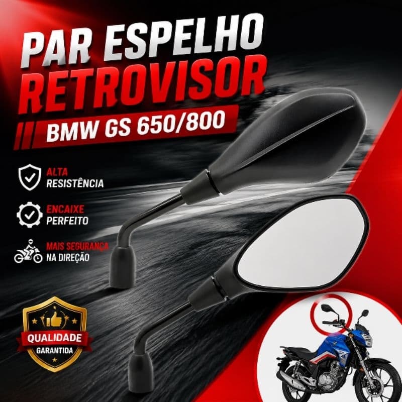 Retrovisor Espelho Moto BMW GS 650/800 Titan 160 XRE 190 300 CB 300 Fixo Rosca M10 Qualidade Premium ENVIO IMEDIATO