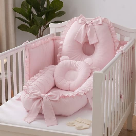 Kit Ninho Redutor De Berço Almofada..Amamentação Menino Menina Liso.