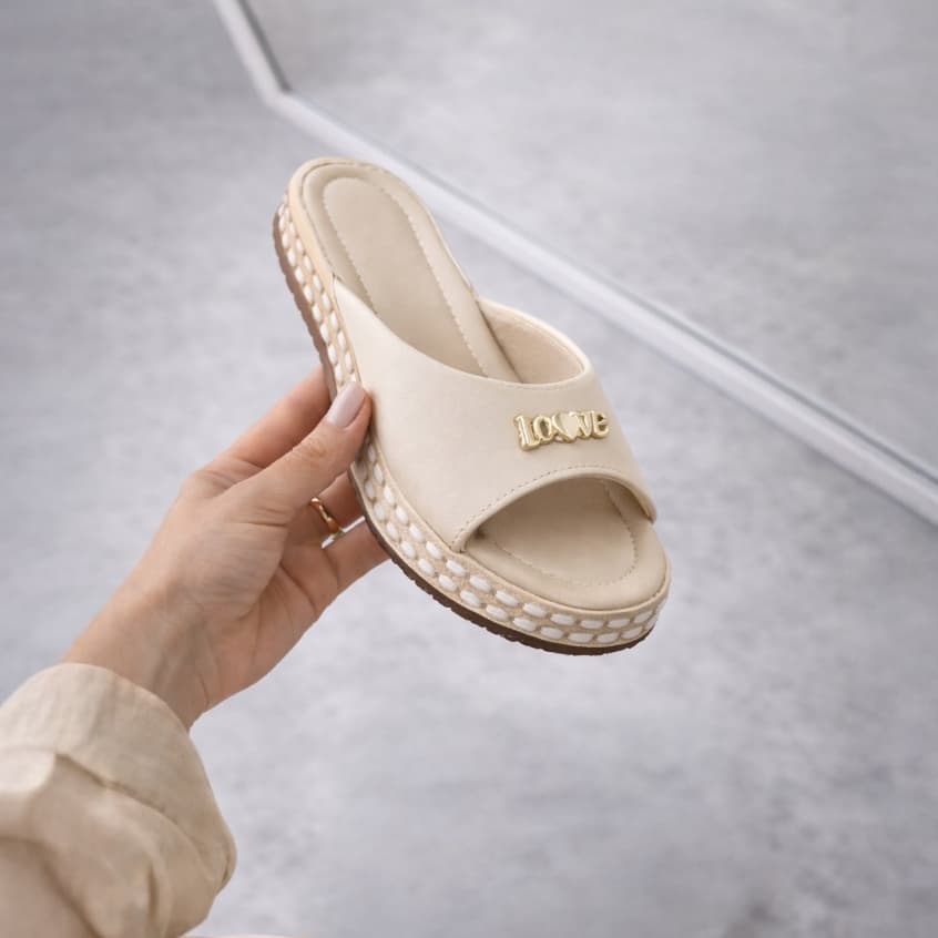 Sandália Feminina Papete Birken Confortavel Bela Macia Atemporal FlatForm Verão Primavera Linda CORDA LOVE