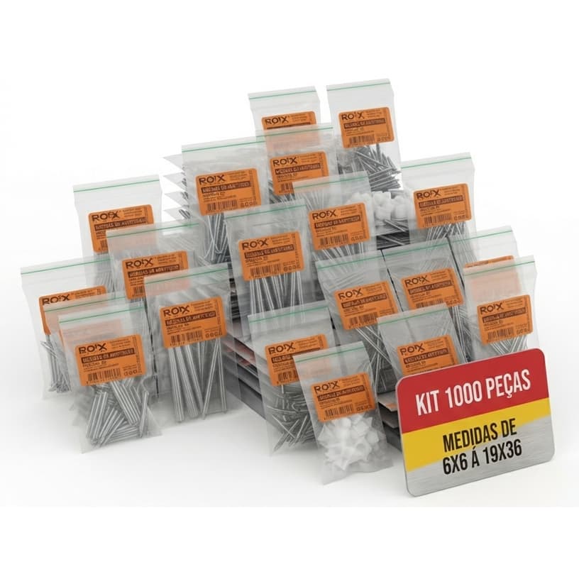 Kit 1000 Pregos Gerdau Com Cabeça de Aço e Comum, medidas de 6x6 á 19x36 e Grampo de Fios