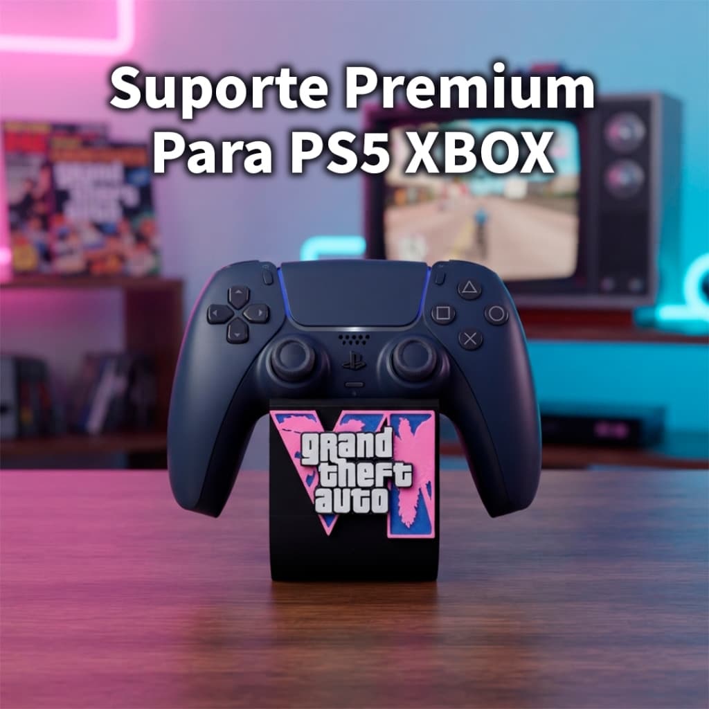 GTA 6 Suporte Para Controle PS5 e XBOX One S/X De Mesa Expositor Setup Gamer Base Organizador para Controle