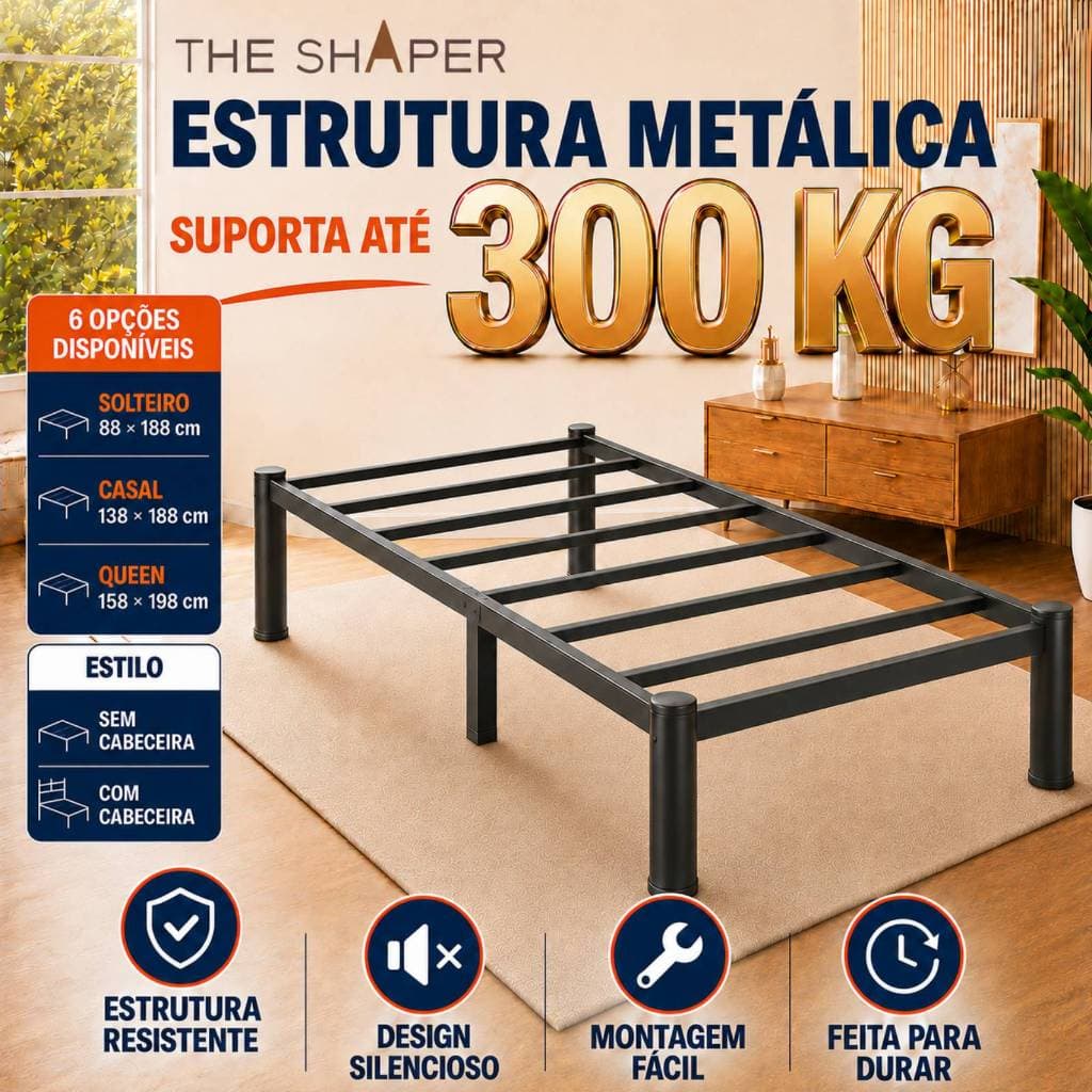 Estrado de Metal para Cama solteiro  Suporte Colchão  Fácil Montar Ripas Aço Suporta 400kg，Espessado, Pé redondo