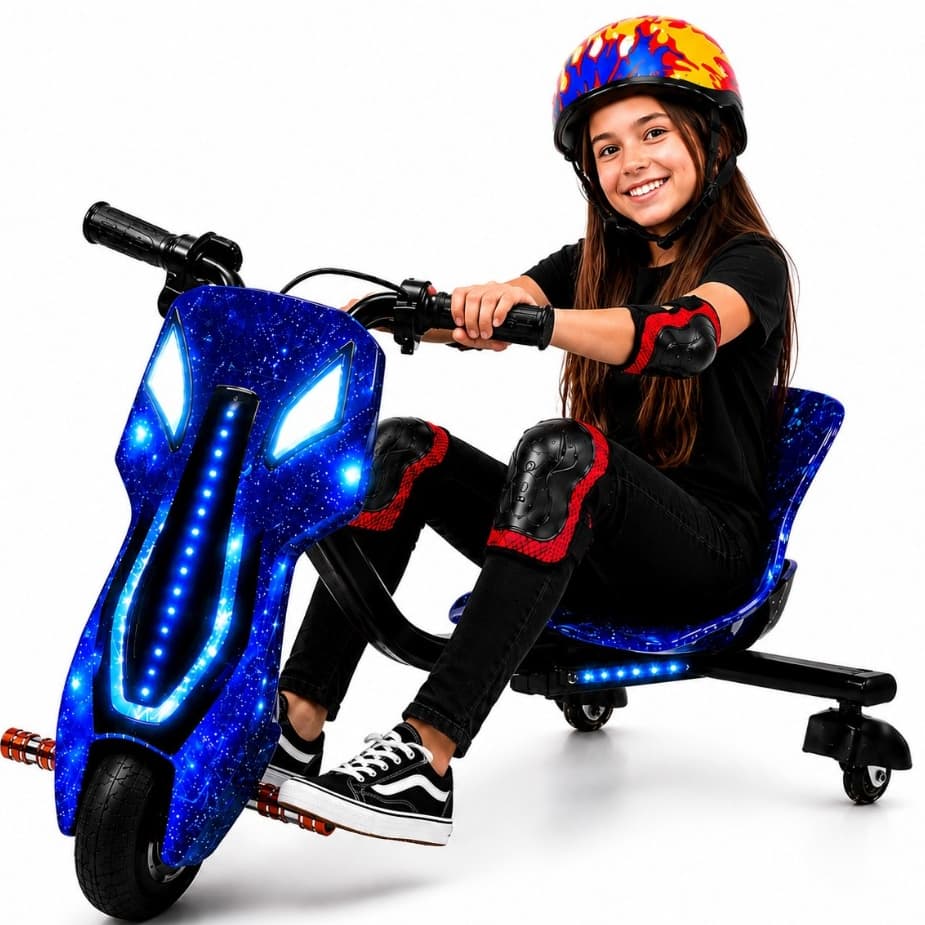 Triciclo Elétrico Drift Motorizado 36V150W Adulto/Infantil 6" 8" Polegadas 3 Velocidades Bluetooth Led