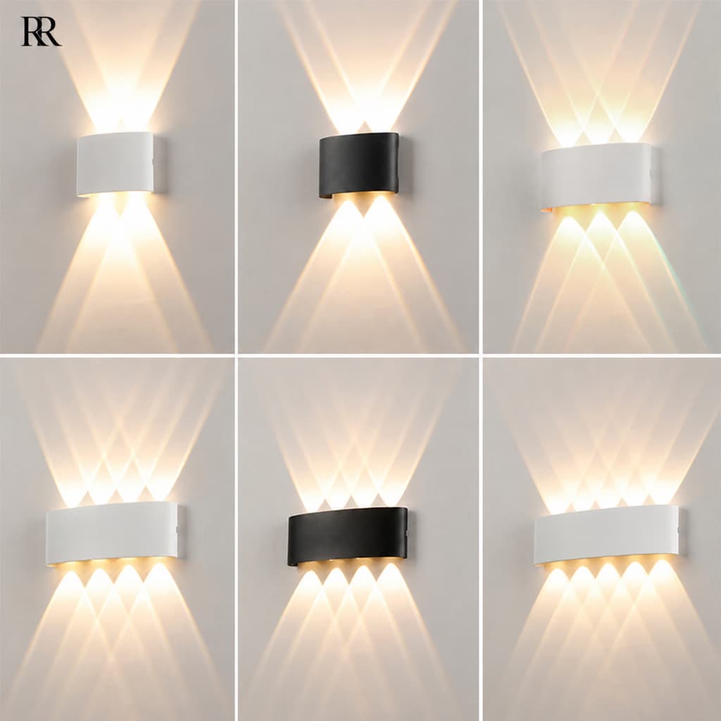 Arandela LED Meia Lua de Parede Luminária Fachos  4w 6w 8w 10w Branco Ou Preta Branco Quente Bivolt