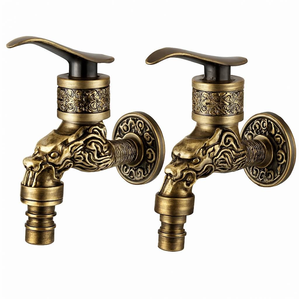 Torneira De Tanque Jardim Varanda Cozinha Designe Dragão Bronze Área Externa Interna  1/2