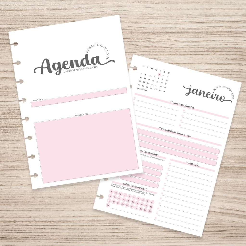 Refil Agenda 2027 para Caderno de Disco Inteligente (A5 - 8 furos)