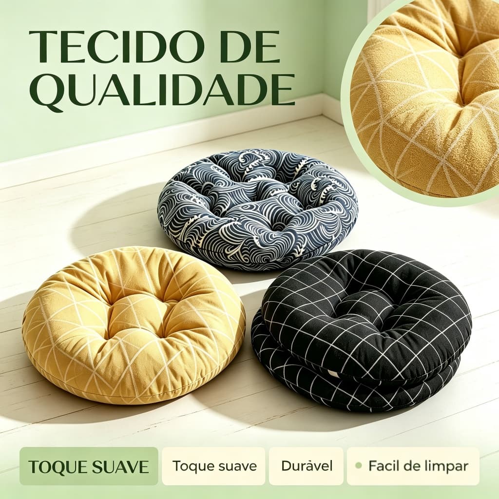 Almofada redonda, macia e espessa, ideal para cadeiras sofás janelas chão de estar e cozinha como almofada decorativa