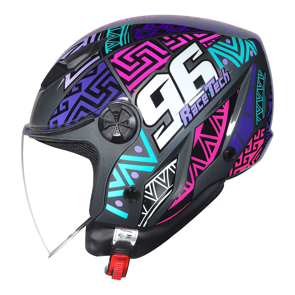CAPACETE RACE TECH PLAY ART TITANIUM E ROXO