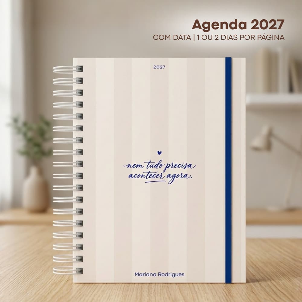 Agenda 2027 Personalizada com Nome | Agenda com Data Capa Dura A5 Planner Datado 2027 Minimalista Feminina Diária