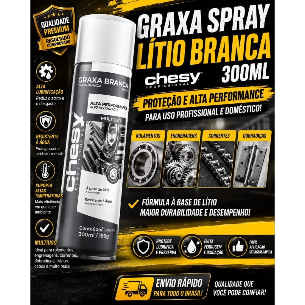 Graxa Spray Litio Branca 300ml - Chesy