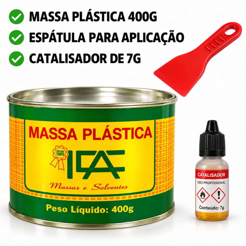 Massa Plastica ICA com Espula de Plástico Para Aplicação e Catalisador