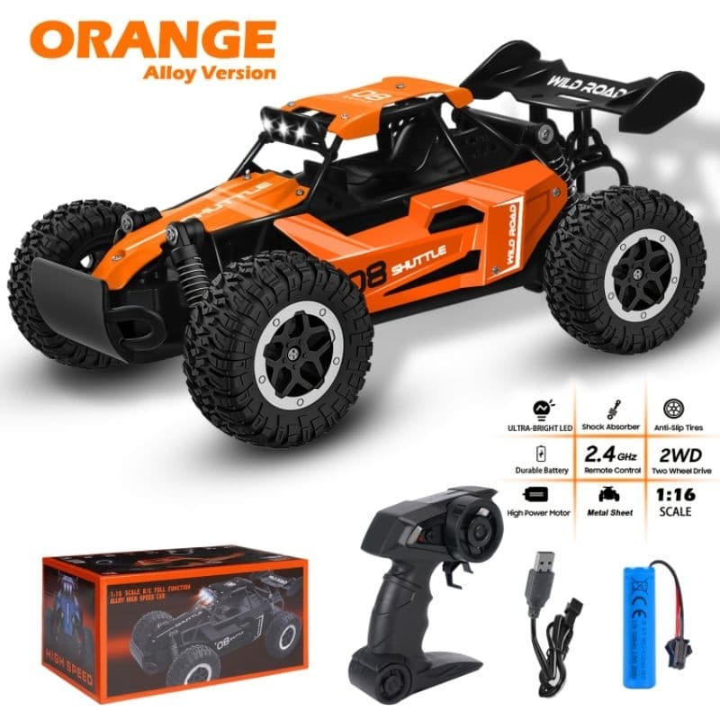 Carrinho controle remoto, Ja no Brasil sem Taxas, off road, acabamento metal, recarregável