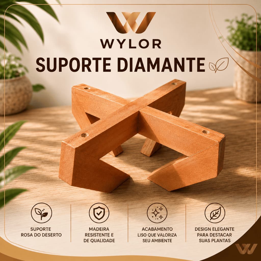 Suporte Diamante Para Vaso Planta Em Madeira Decorativo Vários Tamanhos