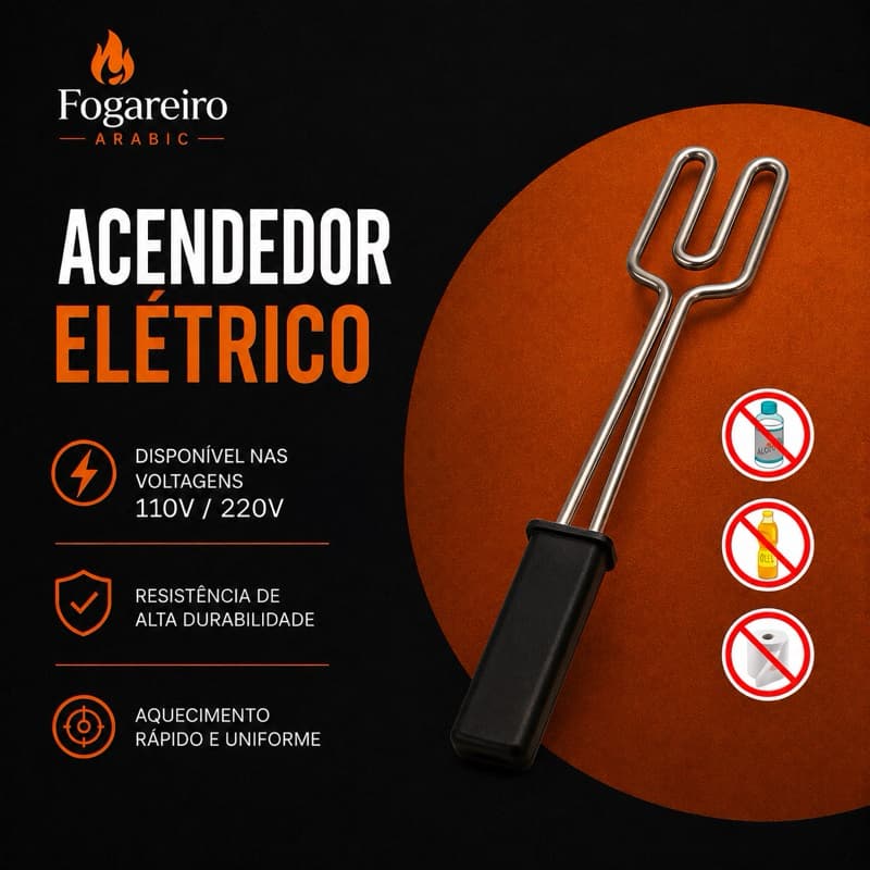 Acendedor Elétrico Churrasqueira e Lareira 1200W- Acenda Sem Esforço e em minutos!