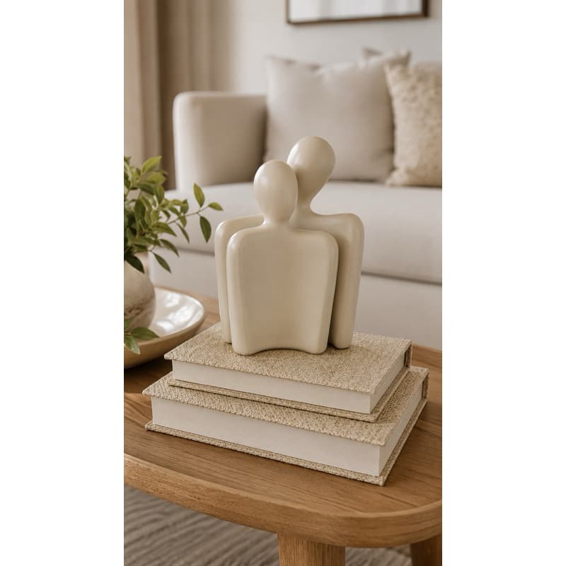 Escultura Casal Cerâmica offwhite moderno / Decoração sala