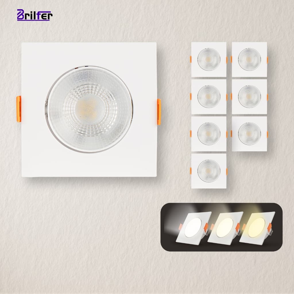 Kit 8 Spot LED Quadrado 7W Embutir Branco Bivolt 3000K/4000K/6500K Painel Plafon Ultrafino