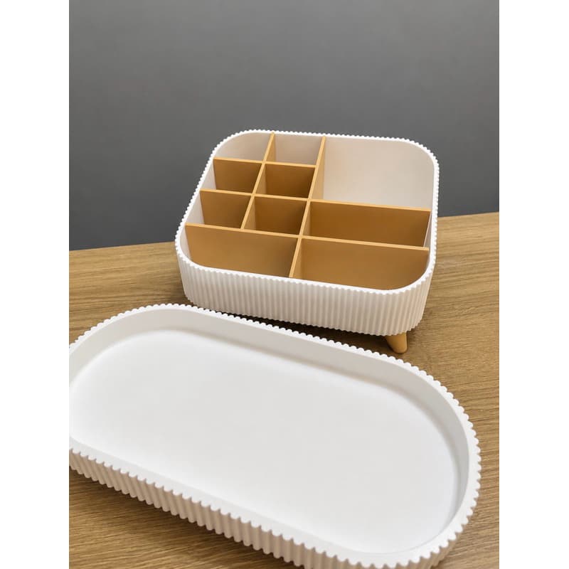 Kit 2 Peças Organizador de Maquiagem + Bandeja Organizadora Porta Perfumes