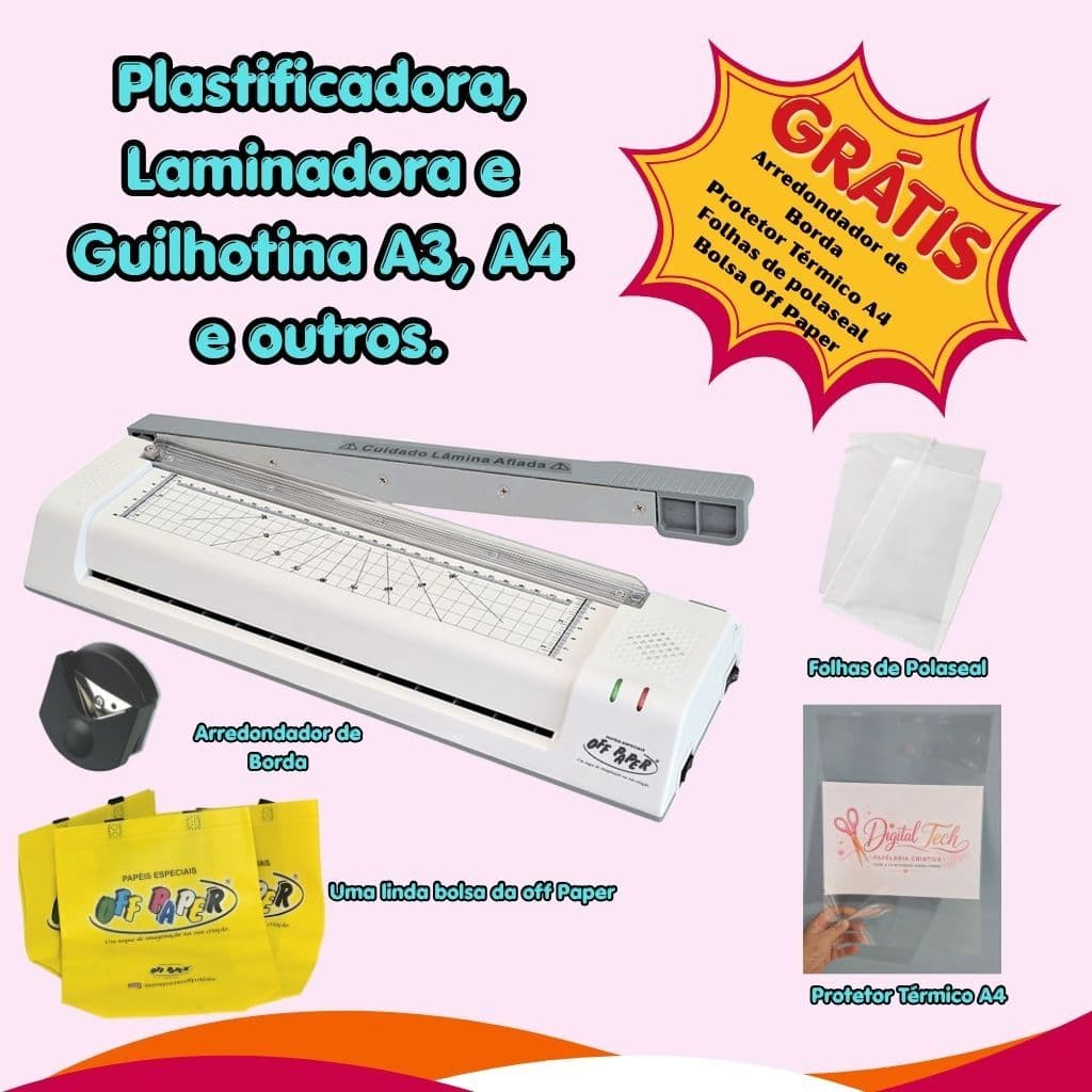 Plastificadora Laminadora A4 A3 A5 A6 3x1 Guilhotina Com Protetor Térmico