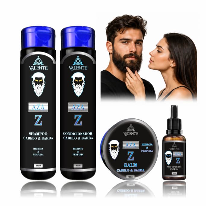 Kit AZA Z Completo Valente Shampoo Condicionador Balm e Óleo